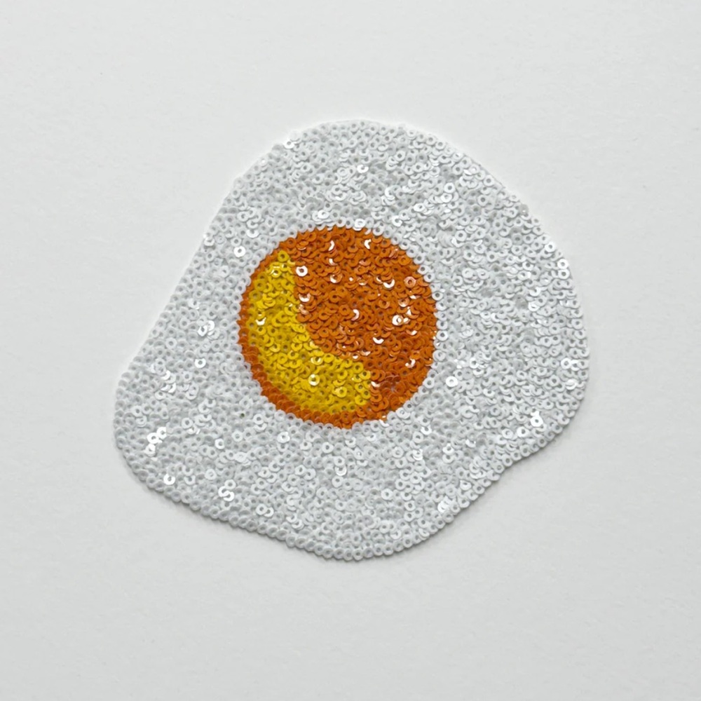 CJ Hendry 🍳 Bargain Bodega Sequin Patch Fried Over-easy Egg Limited Edition New
